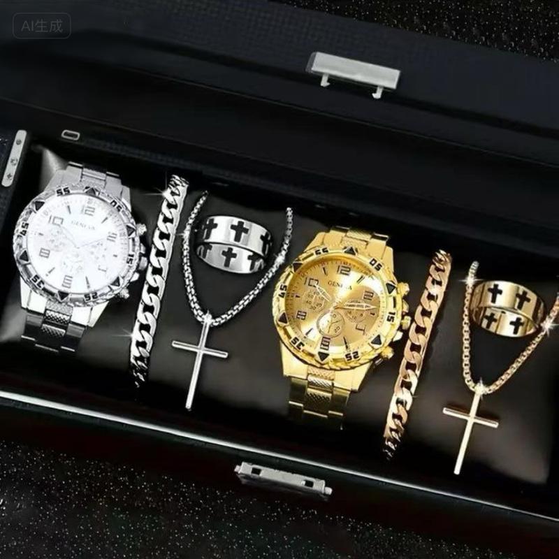 8 in 1 Men's Watch Set | iced watchesDress/Sport/Casual Styles with Leather Box |PerfectGifts for Dad/Husband (2025 New Release)