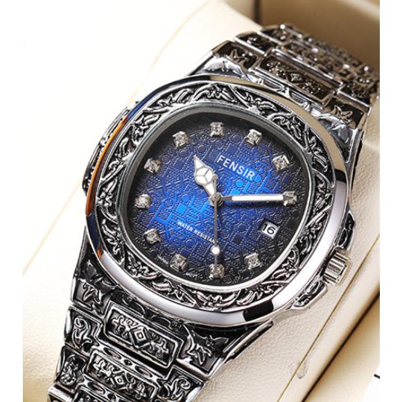 Men's Watch Carved Nautilus Quartz Watch Calendar Men's Business Fashion Watch