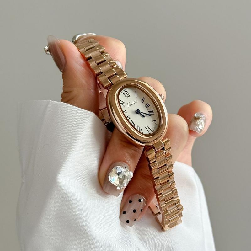 Oval Dial Women's Small Gold Watch Second-hand Women's Watch