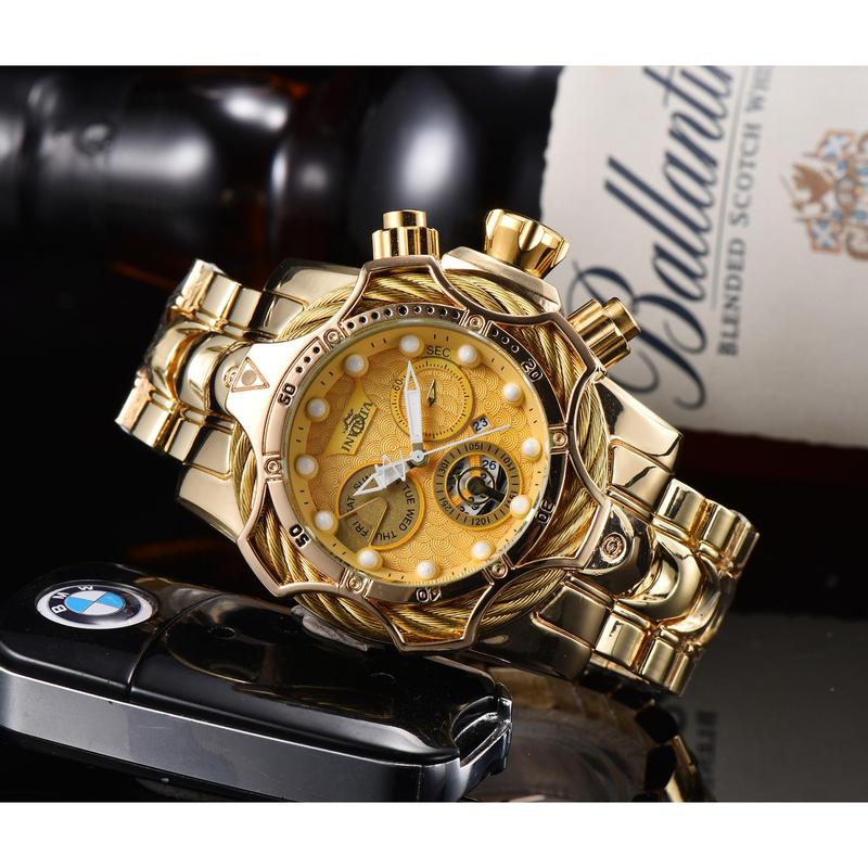 Hot Sale Wish Watch INVIC Men's Watch Large Dial Steel Band Sports Wristwatch