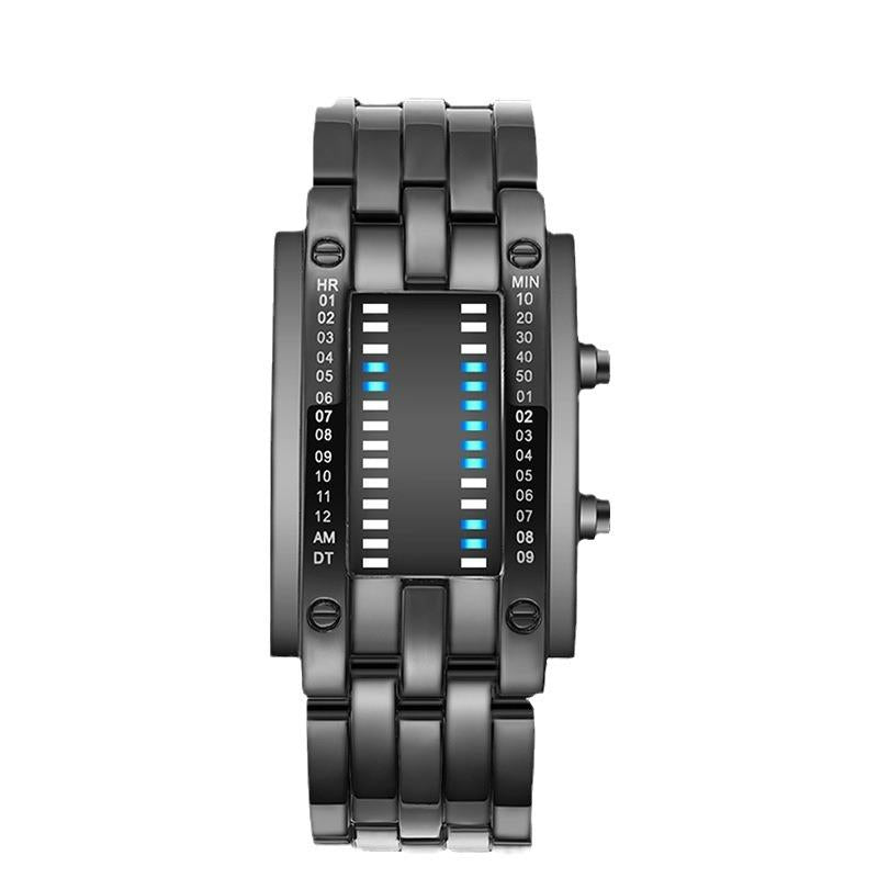 LED Iron Man Dual Line Binary Fashion Couple Personality Cool Electronic Watch