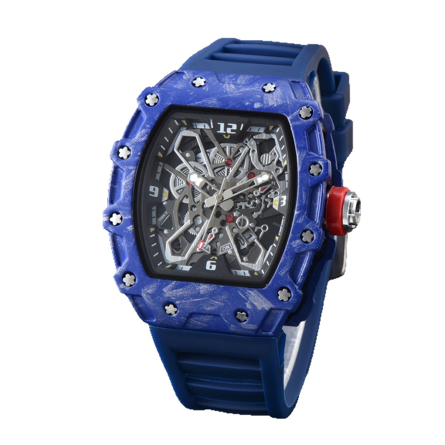 Unisex Carbon Fiber Openwork Quartz Watch Trendy Couple Gift Lightweight Durable Skeleton Watch