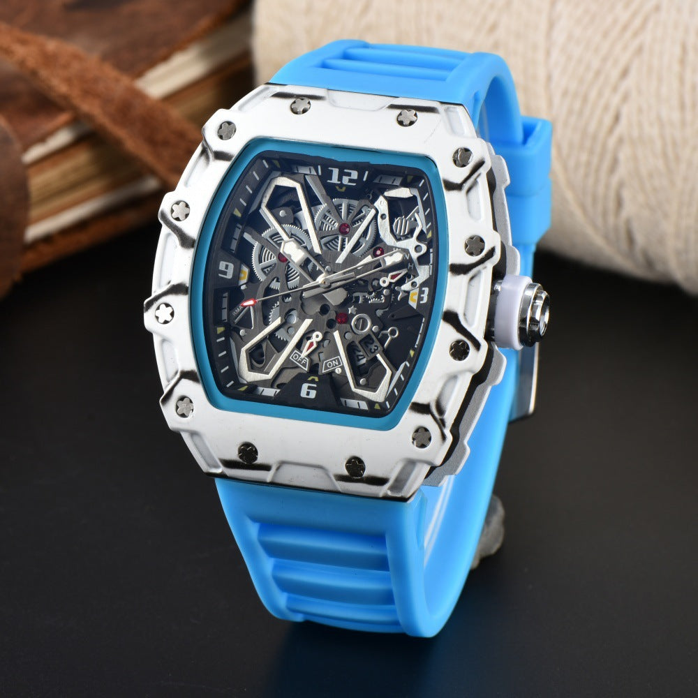 Unisex Carbon Fiber Openwork Quartz Watch Trendy Couple Gift Lightweight Durable Skeleton Watch