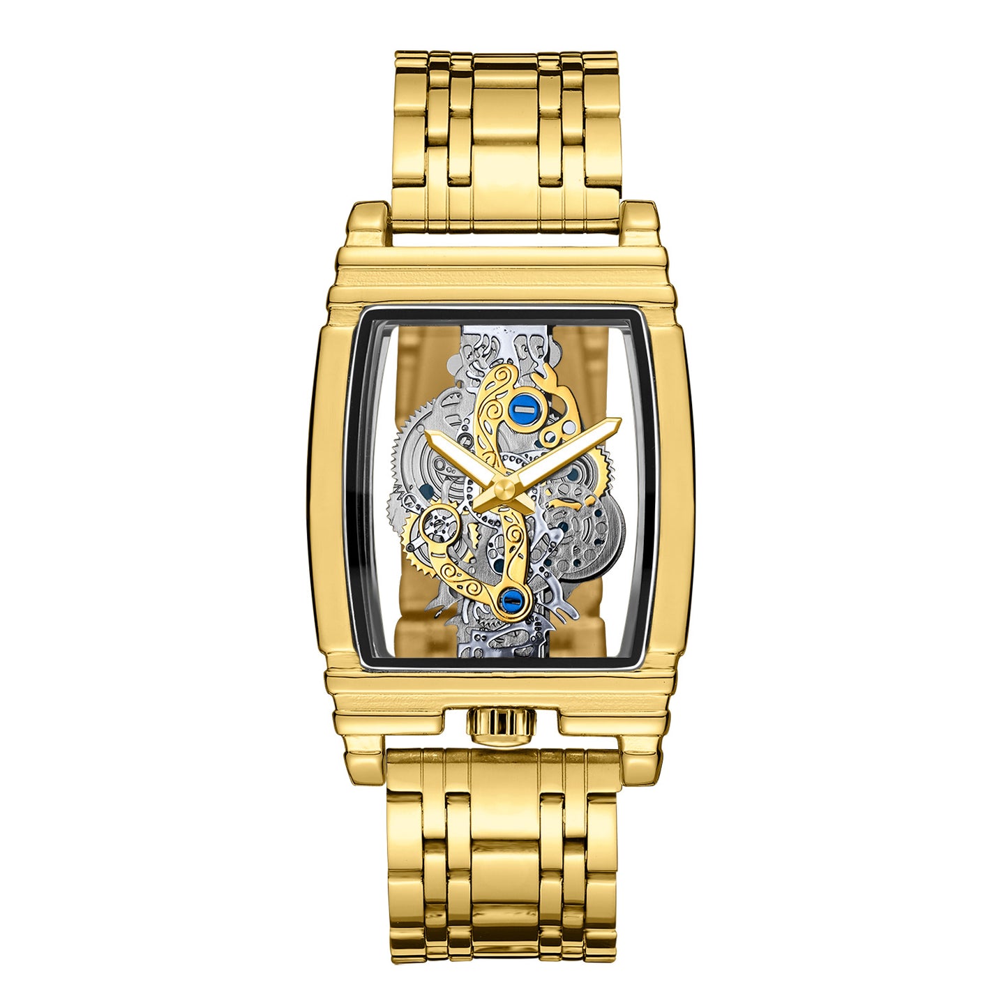 Fashion Barrel Motorcycle Gear Bar Hollow Tourbillon Leather Watch for Men, Personalized, Waterproof, Luminous, Couples Wristwatch