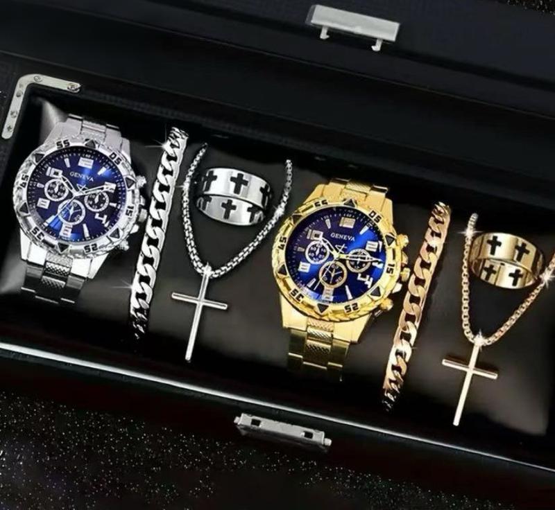 8 in 1 Men's Watch Set | iced watchesDress/Sport/Casual Styles with Leather Box |PerfectGifts for Dad/Husband (2025 New Release)