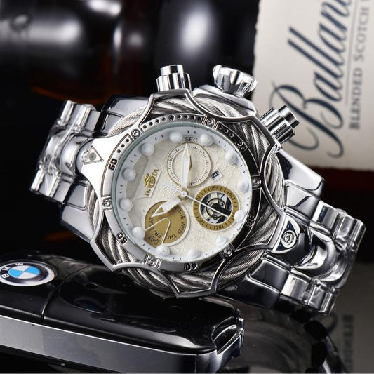 Hot Sale Wish Watch INVIC Men's Watch Large Dial Steel Band Sports Wristwatch